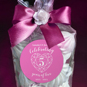 Sticker Rond Anniversaire personnalisé 5 ans tourmaline rose