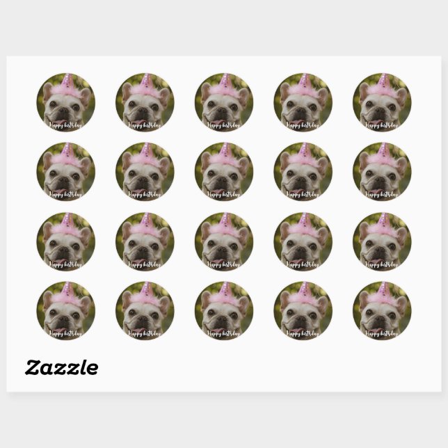 Sticker Rond Anniversaire personnalisé de chien de compagnie (Feuille)