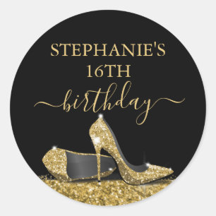 Sticker Rond Anniversaire personnalisé Golden High Heures