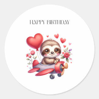 Sticker Rond Anniversaire Pilote Paresseux