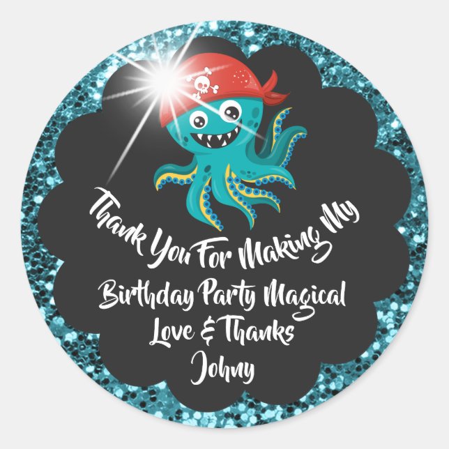 Sticker Rond Anniversaire Pirate Favoriser rouge noir Parties s (Devant)