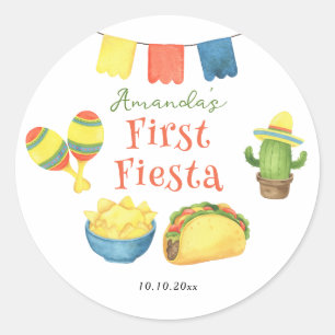 Sticker Rond Anniversaire premier de Fiesta Aquarelle