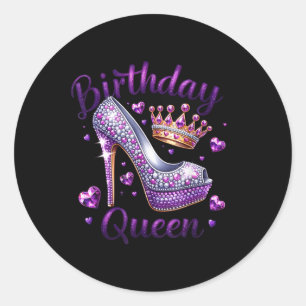 Sticker Rond Anniversaire Reine Coeurs de la Couronne Haut talo