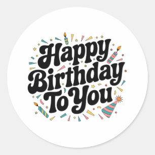 Sticker Rond Anniversaire Rétro Confettis