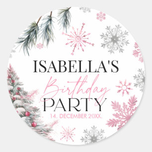 Sticker Rond Anniversaire rose d'hiver