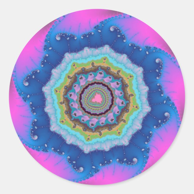 Sticker Rond Anniversaire rose et bleu fragile (Devant)