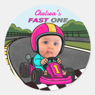 Sticker Rond Anniversaire Rose Fast One