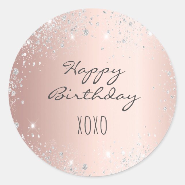 Sticker Rond Anniversaire rose or argent parties scintillant po (Devant)
