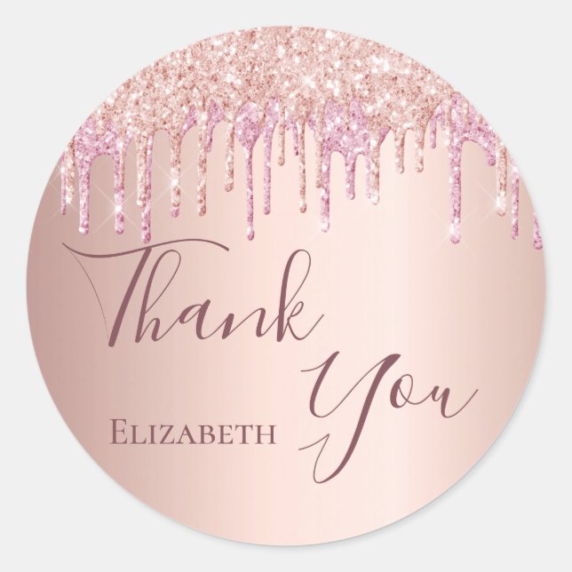 Sticker Rond Anniversaire rose or blush parties scintillant Mer (Devant)