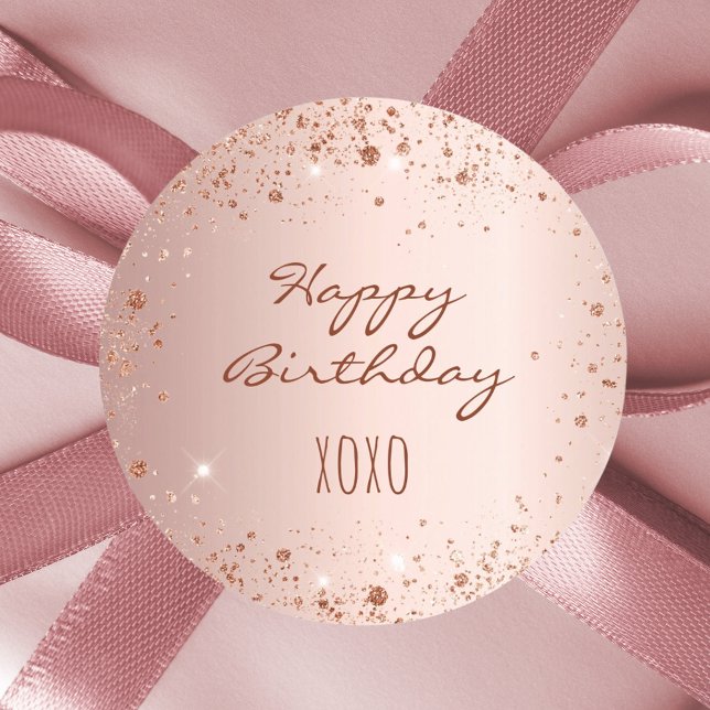 Sticker Rond Anniversaire rose or parties scintillant poussière (Créateur téléchargé)