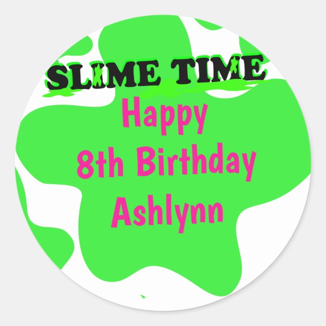 Sticker Rond Anniversaire rose vert mince (Devant)