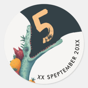 Sticker Rond Anniversaire sauvage tropicale de l'Aligator de cr