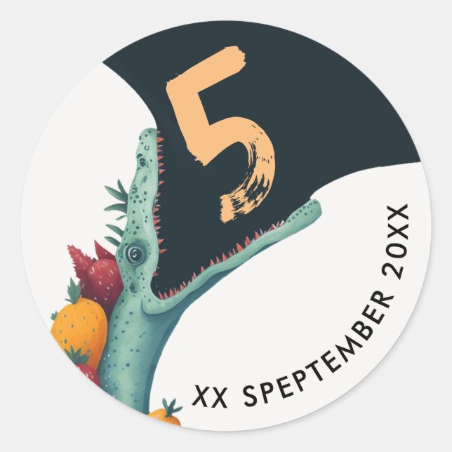Sticker Rond Anniversaire sauvage tropicale de l'Aligator de cr (Devant)