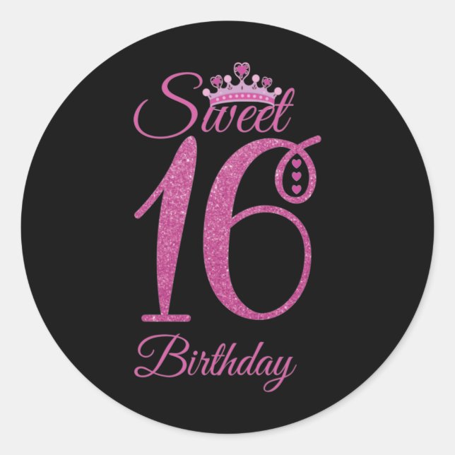 Sticker Rond Anniversaire seize ans (Devant)