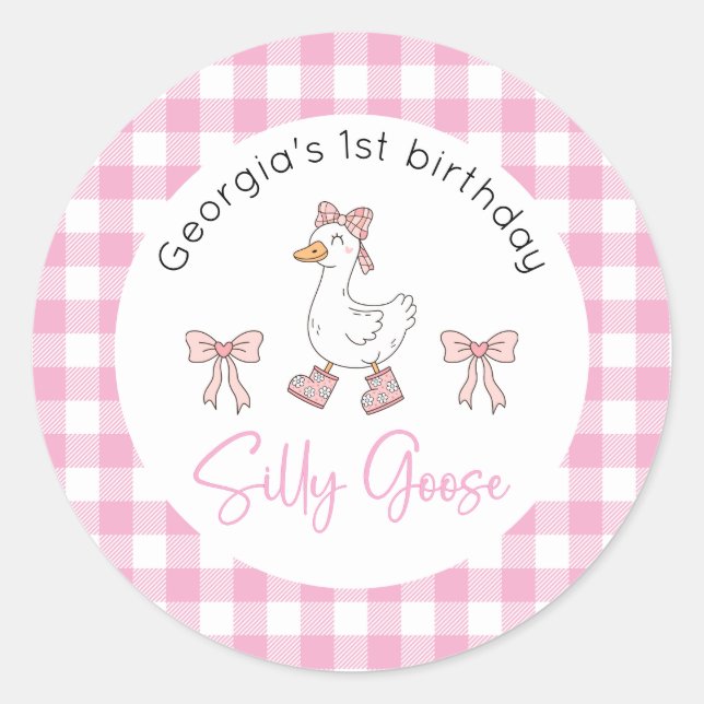 Sticker Rond Anniversaire Silly Goose Rose (Devant)