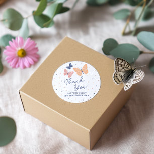 Sticker Rond Anniversaire simple et moderne du papillon