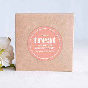 Sticker Rond Anniversaire Simple Minimaliste Moderne Treat Peac