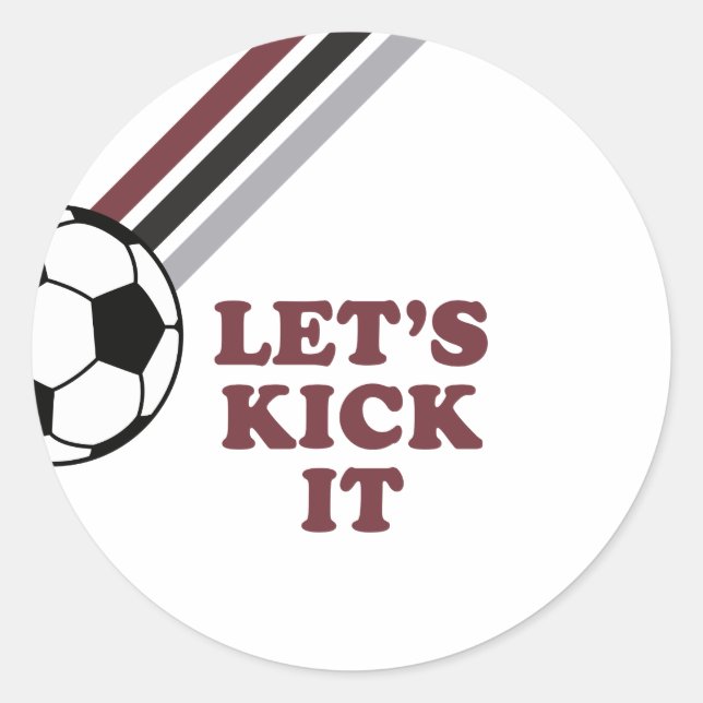 Sticker Rond Anniversaire Soccer Rayures Marron Let's Kick It (Devant)