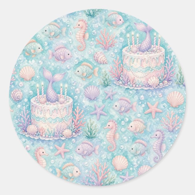 Sticker Rond Anniversaire sous la mer  (Devant)