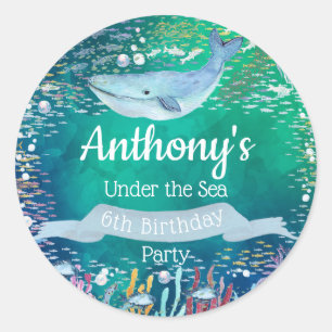 Sticker Rond Anniversaire Sous L'Océan Tout Âge