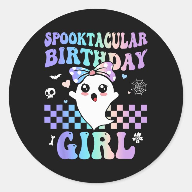 Sticker Rond Anniversaire Spooktaculaire mignon Fantôme Hallowe (Devant)