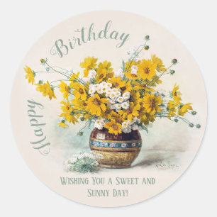 Sticker Rond Anniversaire Sweet & Sunny De Longpre fleurs CC101
