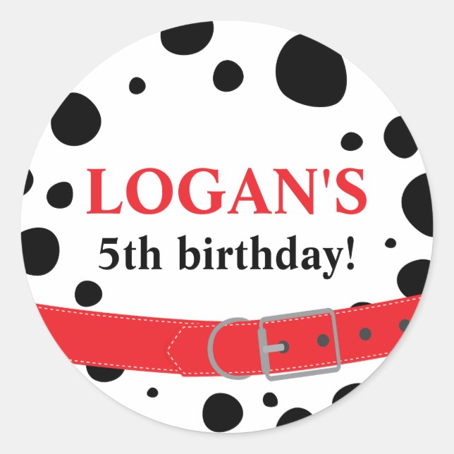 Sticker Rond Anniversaire Taches de dalmatien (Devant)