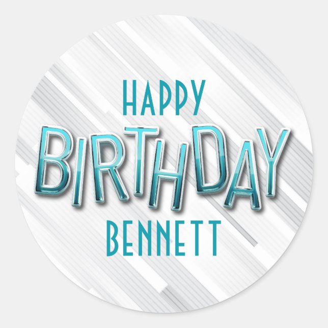 Sticker Rond Anniversaire Turquoise adulte moderne (Devant)