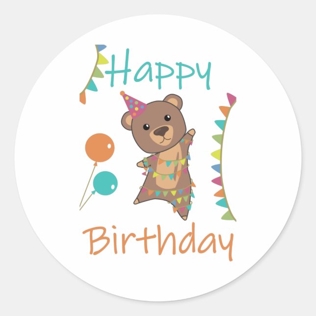 Sticker Rond Anniversaire Unique Souhaite Heureux Anniversaire  (Devant)