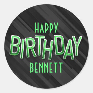 Sticker Rond Anniversaire vert adulte moderne
