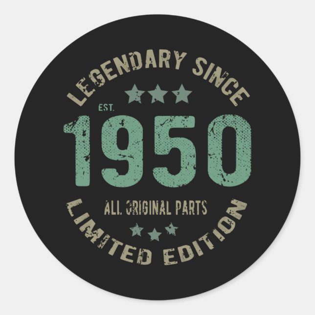 Sticker Rond Anniversaire Vintage 1950 (Devant)