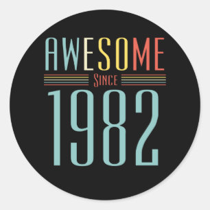 Sticker Rond Anniversaire Vintage 1982