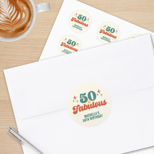 Sticker Rond Anniversaire Vintage Retro 50 ans et Fabuleux