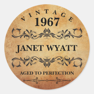 Sticker Rond Anniversaire Vintage Tout Âge
