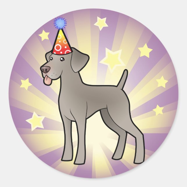 Sticker Rond Anniversaire Weimaraner (Devant)