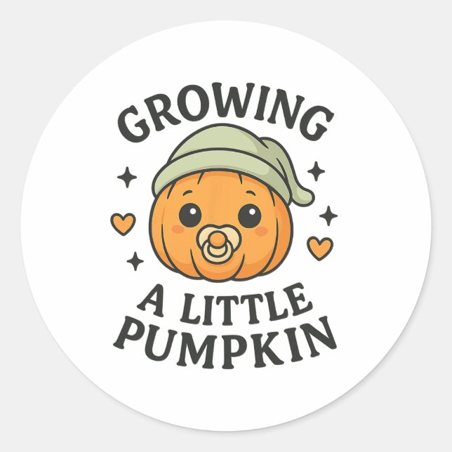 Sticker Rond Annonce de grossesse automnale d'une petite citrou (Devant)
