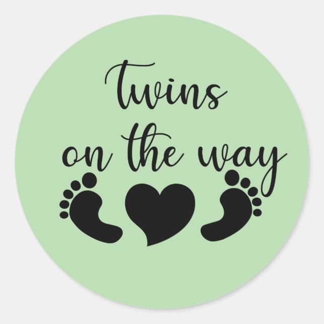 Sticker Rond Annonce de grossesse de jolis jumeaux  (Devant)