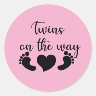 Sticker Rond Annonce de grossesse de jolis jumeaux