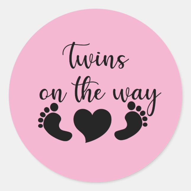 Sticker Rond Annonce de grossesse de jolis jumeaux  (Devant)