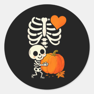 Sticker Rond Annonce de grossesse de squelette d'Halloween Soky
