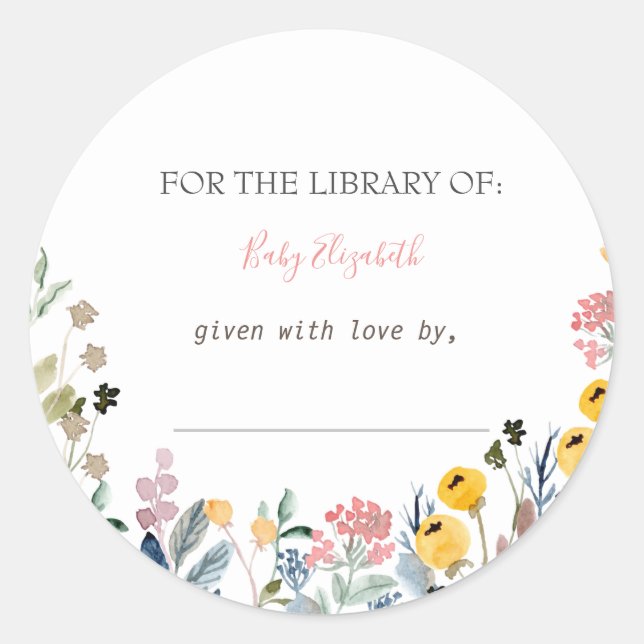 Sticker Rond Annonce de grossesse du Fleur sauvage d'aquarelle  (Devant)