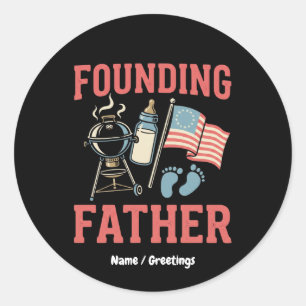 Sticker Rond Annonce de grossesse du père fondateur rétro 4 jui