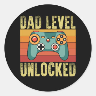 Sticker Rond Annonce de grossesse Papa Niveau Débloqué Nouveau