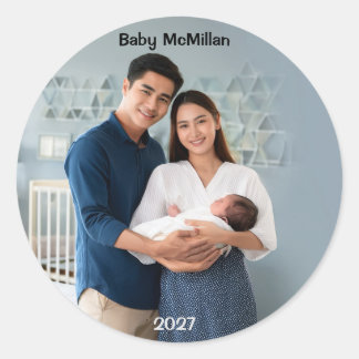 Sticker Rond Annonce de grossesse personnalisée avec photo 2027