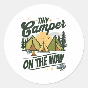 Sticker Rond Annonce de grossesse pour amateur de camping Tiny