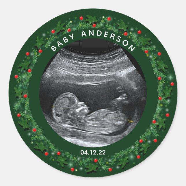 Sticker Rond Annonce de grossesse pour Noël (Devant)