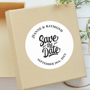 Sticker Rond Annonce de mariage personnalisée moderne pour sauv