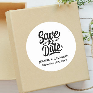 Sticker Rond Annonce de mariage personnalisée moderne pour sauv