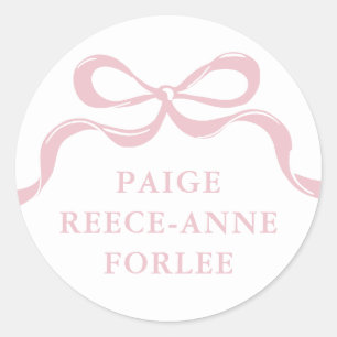 Sticker Rond Annonce de naissance de bébé aux noeuds roses rétr