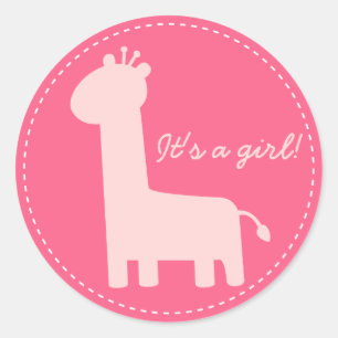 Sticker Rond Annonce de naissance de bébé fille - Silhouette de